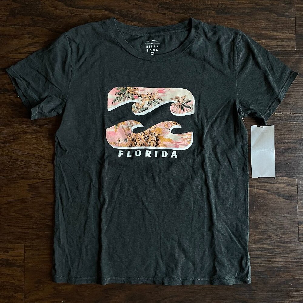 NWT Billabong Women's FLORIDA Gray Classic Wave Logo Size M